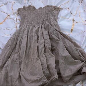 Charming Strapless Dress in Taupe